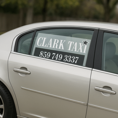 An actual cab serving passengers daily at Winchester's Taxi Service, Clark Taxi